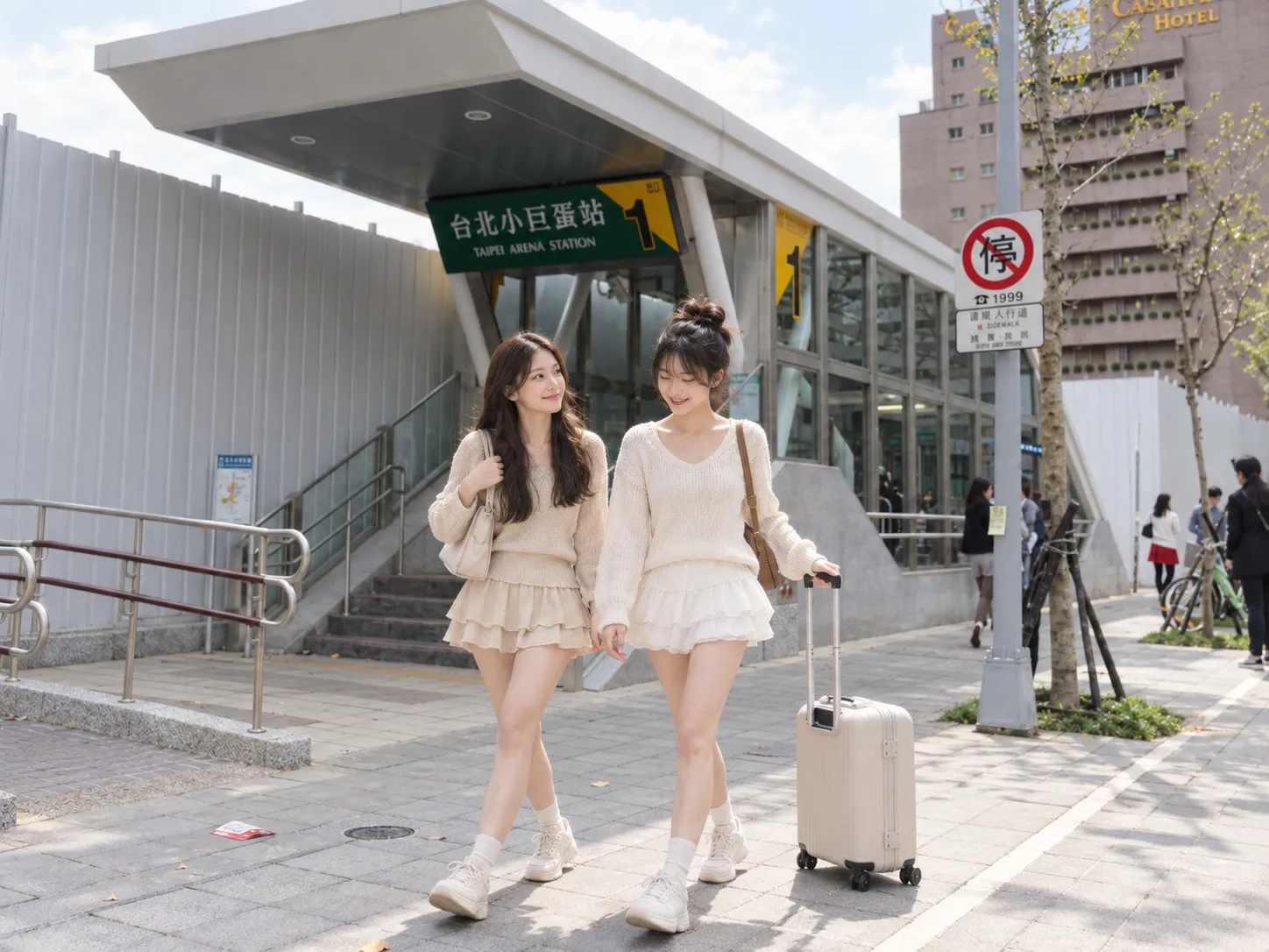 walking by MRT Taipei Arena Station