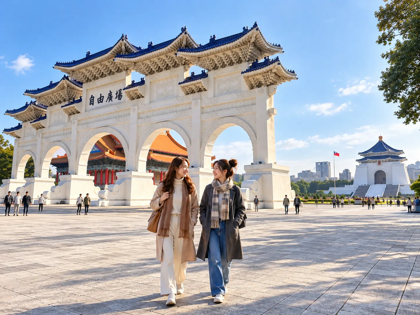 Taipei After New Year 2027: 5 Places to Enjoy at Your Own Pace 5 Liberty Square's archway and the National Theater and Concert Hall, seen from the memorial hall steps